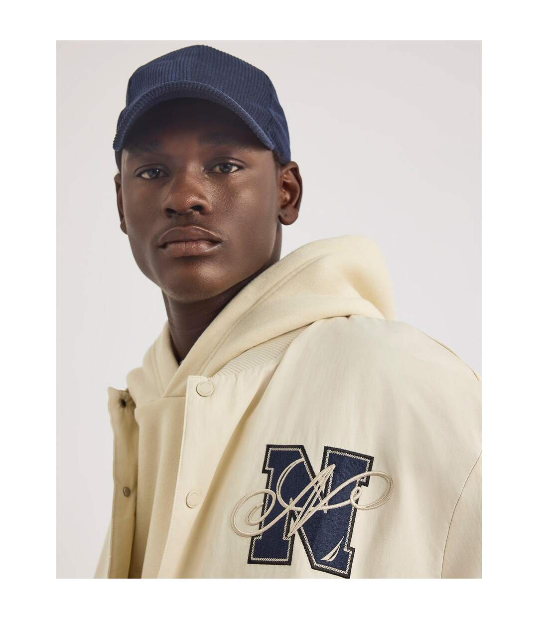 Mens Dreman Letterman Jacket Ivory Nautica-3