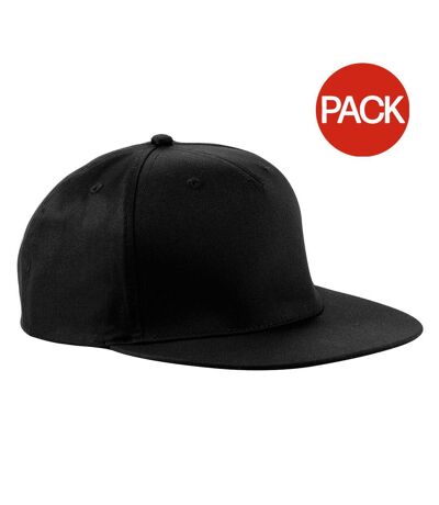 Beechfield Unisex 5 Panel Retro Rapper Cap (Pack of 2) (Black) - UTRW6724