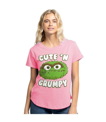 T-shirt Cute N Grumpy Femme Rose Sesame Street