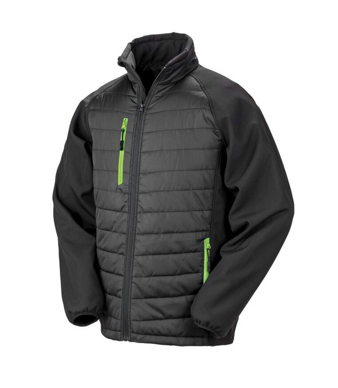 Unisex adult compass softshell gilet black/lime green Result-1