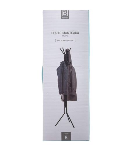 Porte manteau en métal 8 crochets - H. 176 cm - Noir