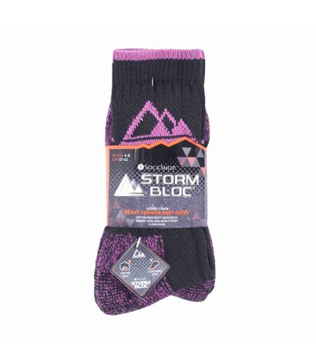 3 Pack Ladies Cushion Sole Outdoor Cotton Rich Hiking Socks