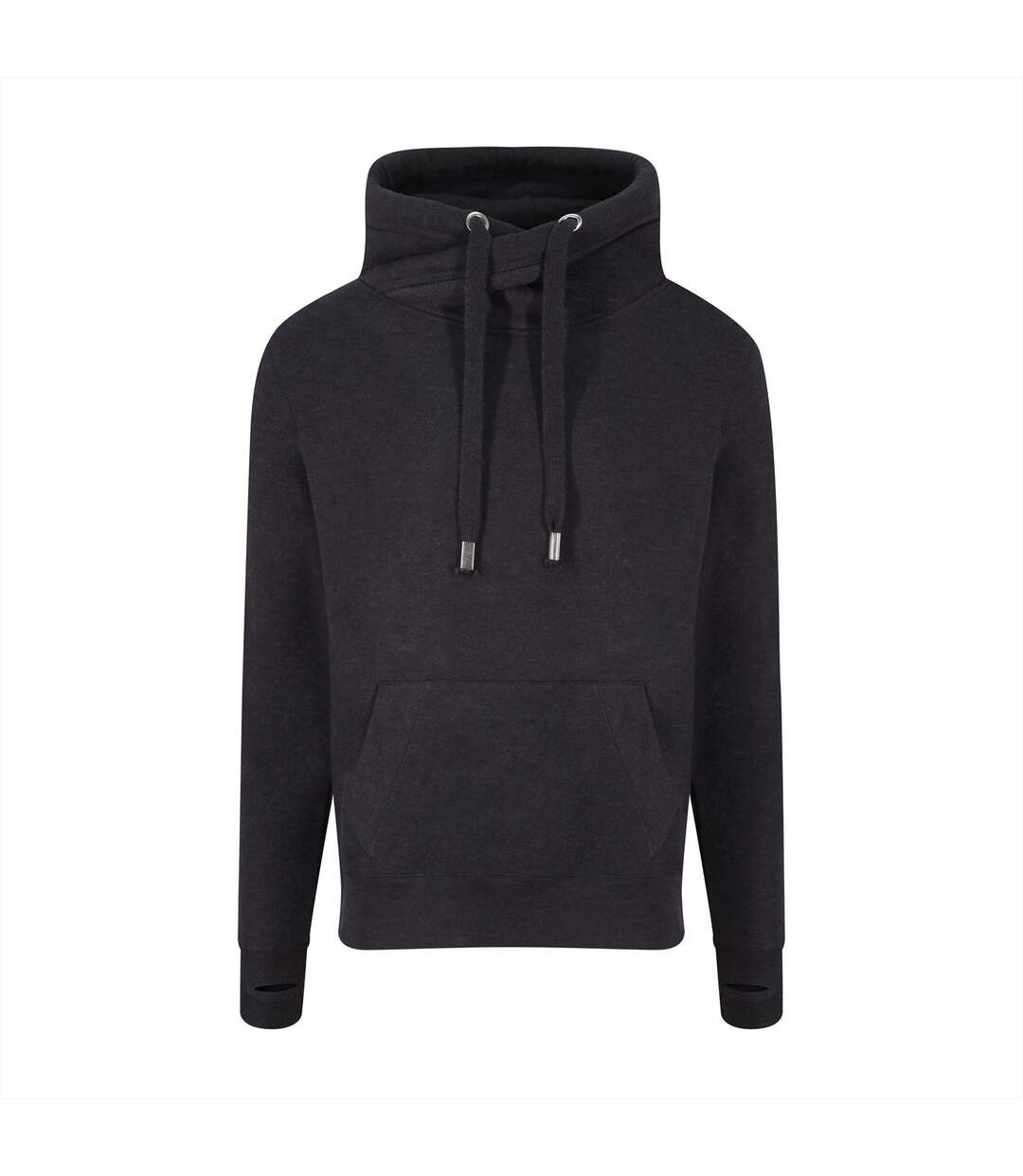 Hoods Mens Cross Neck Hoodie Black Smoke AWDis-1