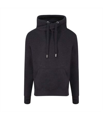 Hoods Mens Cross Neck Hoodie Black Smoke AWDis