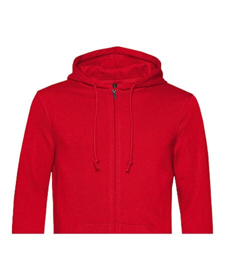 Mens Organic Zipped Hoodie Red B&C