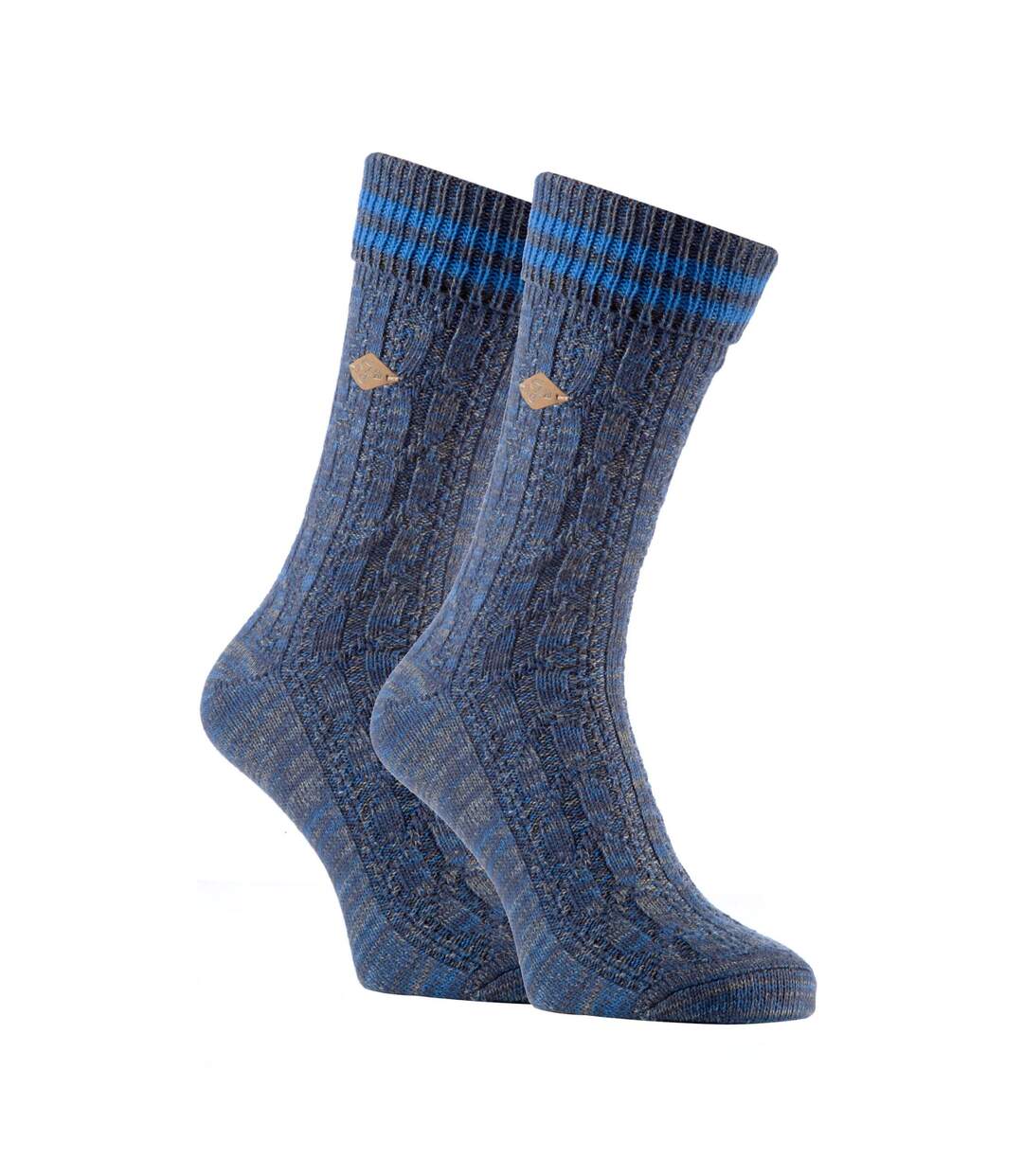 2 Pack Mens Cable Knit Cotton Boot Dress Socks with Turn Over Top-1