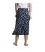 Womens/ladies tiya floral ecovero godet midi skirt black iris Weird Fish-4