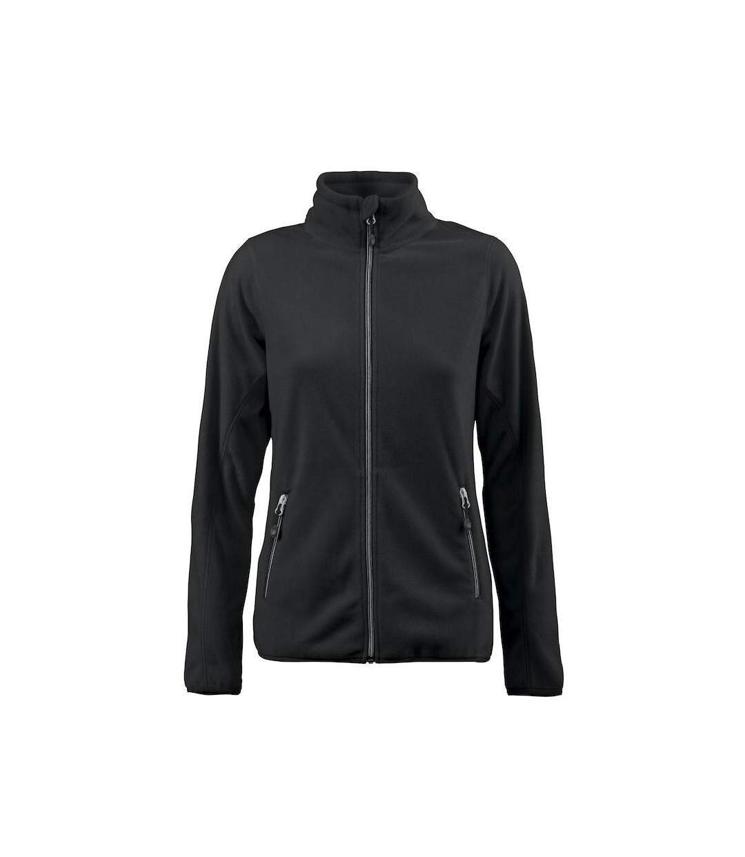 Womens/ladies Twohand Fleece Jacket Black Printer RED-1