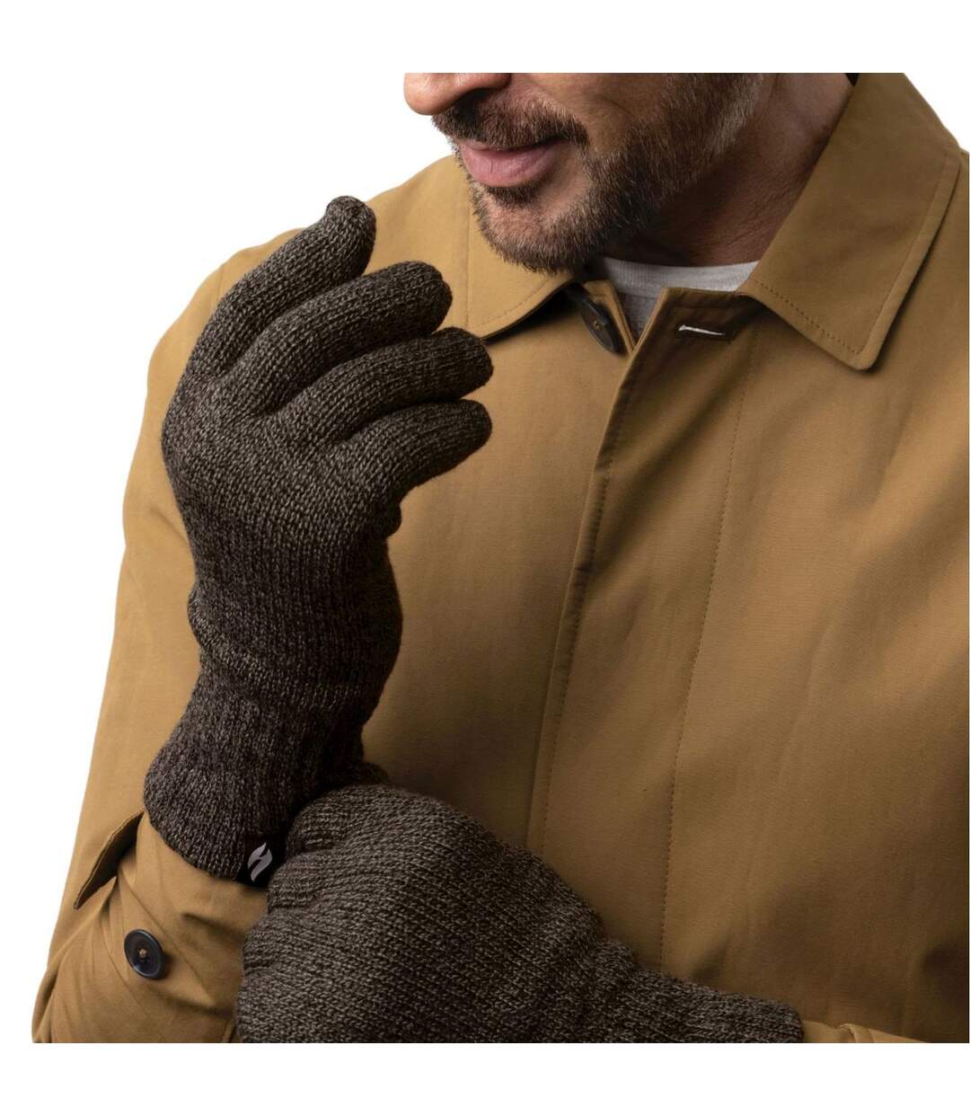 Heat Holders - Gants homme doublés polaire hiver tricot épais coupe-vent - 2 paires-3