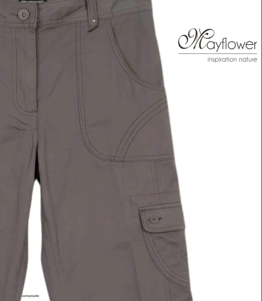 MAYFLOWER BEA1G - Pantalon Cargo Femme Gris : Style Ranger et Confort Coton-4