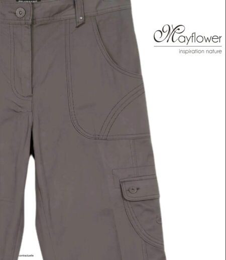 MAYFLOWER BEA1G - Pantalon Cargo Femme Gris : Style Ranger et Confort Coton