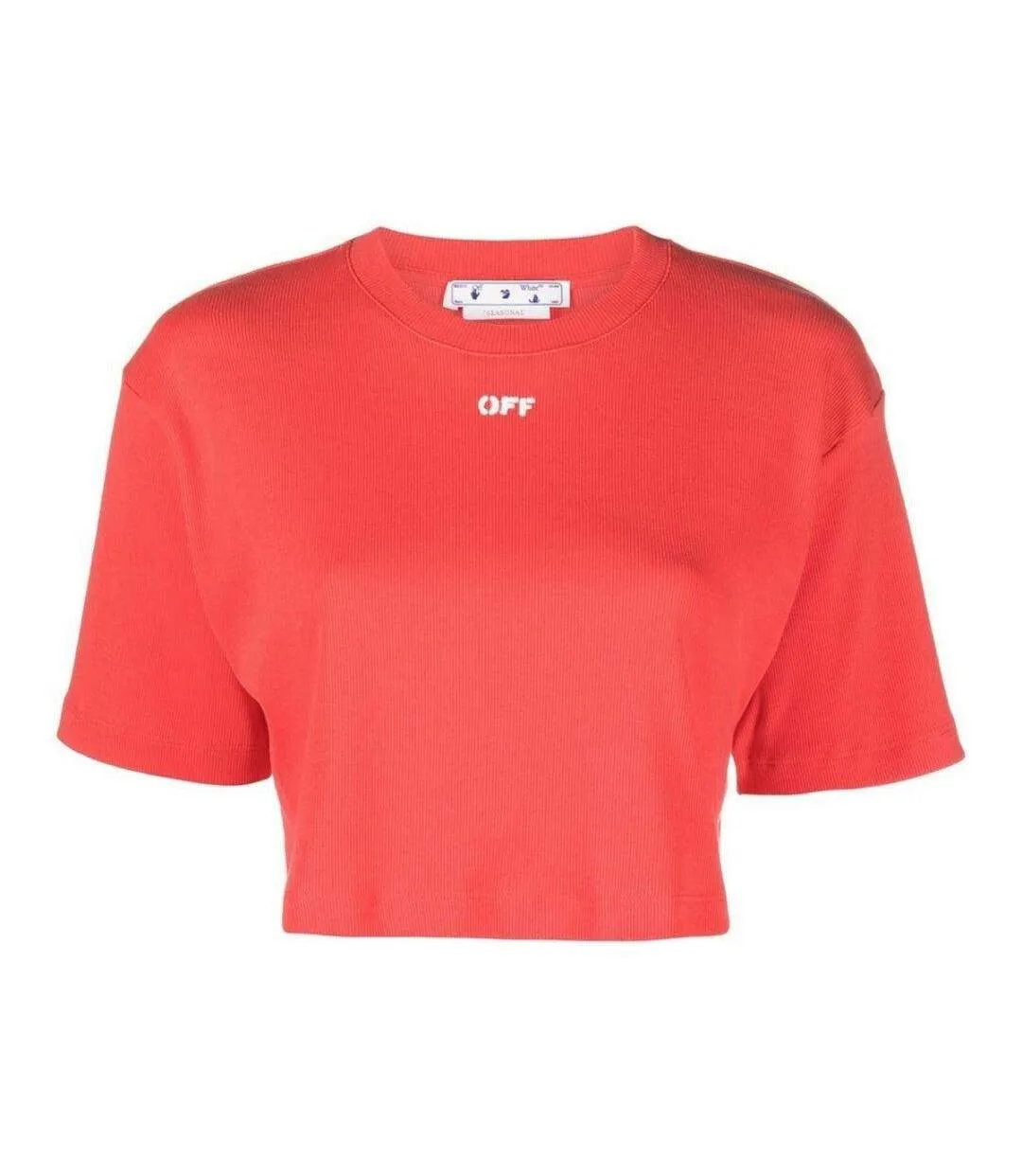 T-shirt Court Motif/style Logo Femme Rouge Off White-2