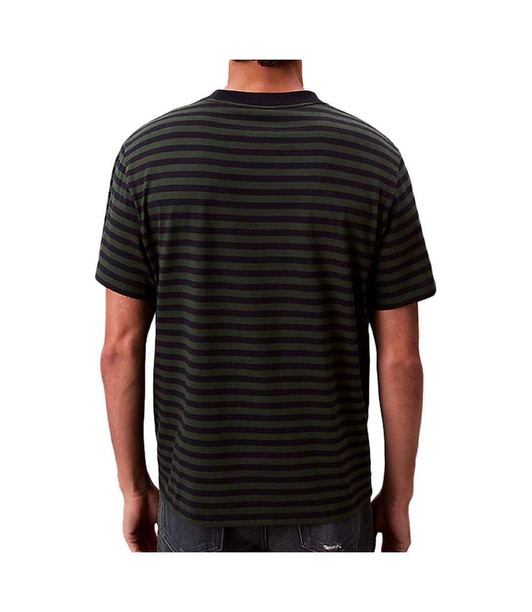 T-Shirt vert/marine homme calvin klein jeans stripe-2