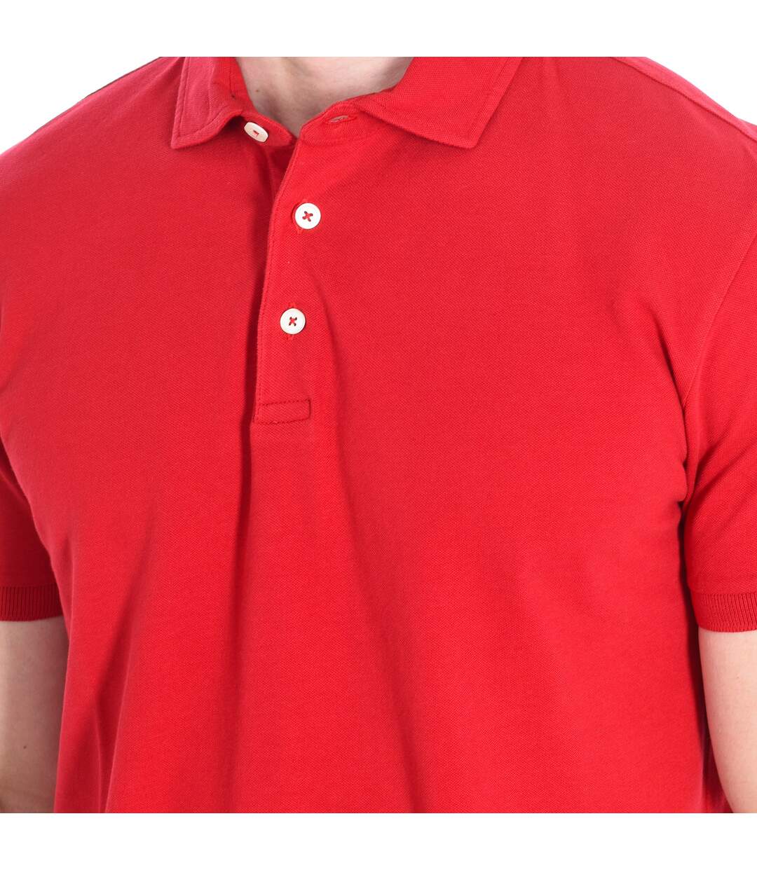 Short sleeve polo shirt with lapel collar RED man