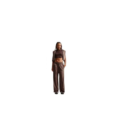 Womens/ladies Velour Wide Leg Trousers Brown Nike