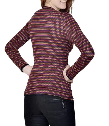 Tee-shirt femme à  rayures chic à  manches longues - Confortable et stylé en rouge