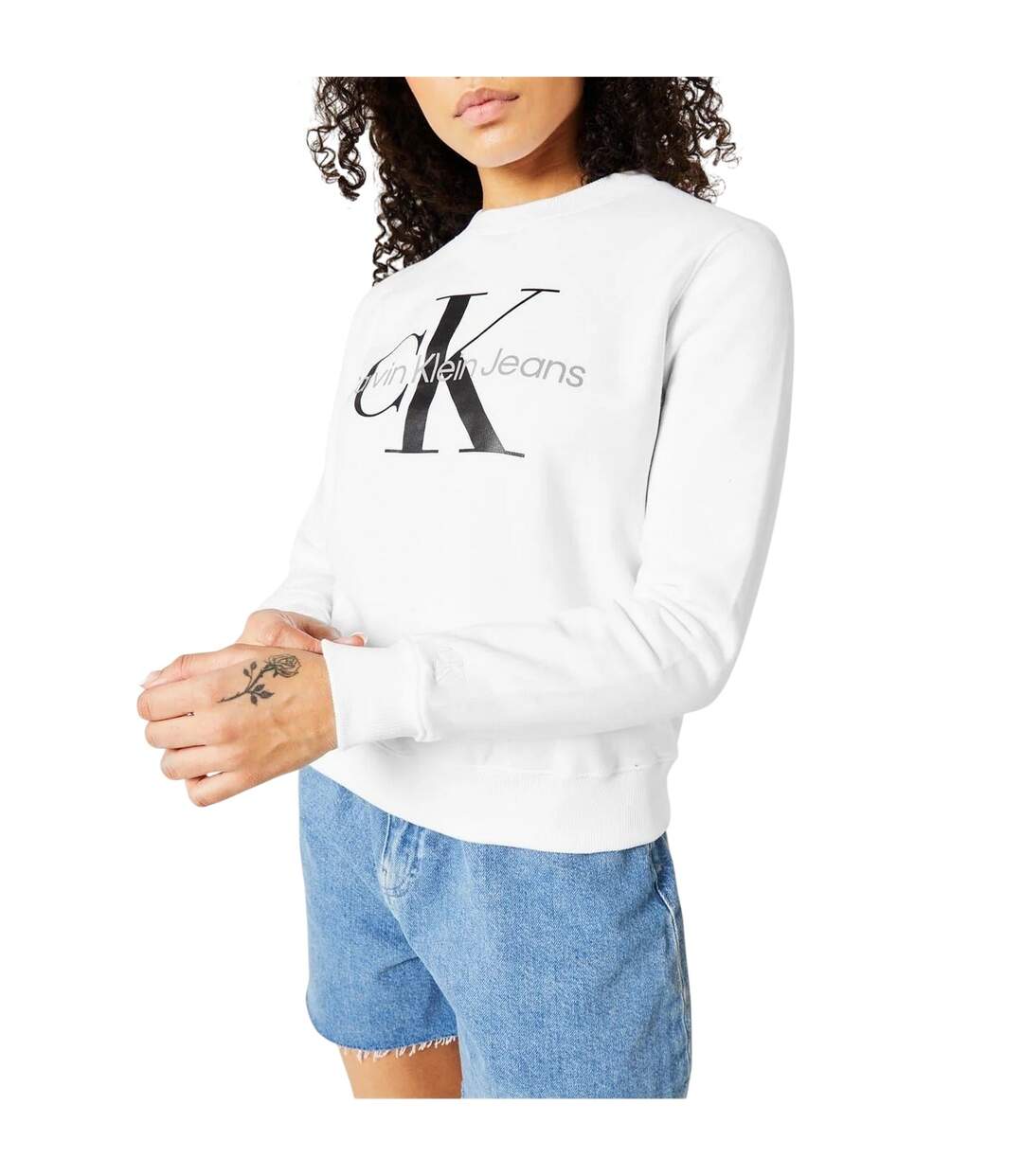 Sweat Manches Longues Motif/style Logo Femme Blanc Vif Calvin Klein-3