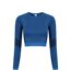 Tombo Womens/Ladies Seamless Panelled Long Sleeve Crop Top (Bright Blue/Navy) - UTRW7496