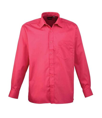 Mens poplin long-sleeved shirt hot pink Premier