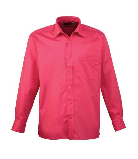 Mens poplin long-sleeved shirt hot pink Premier