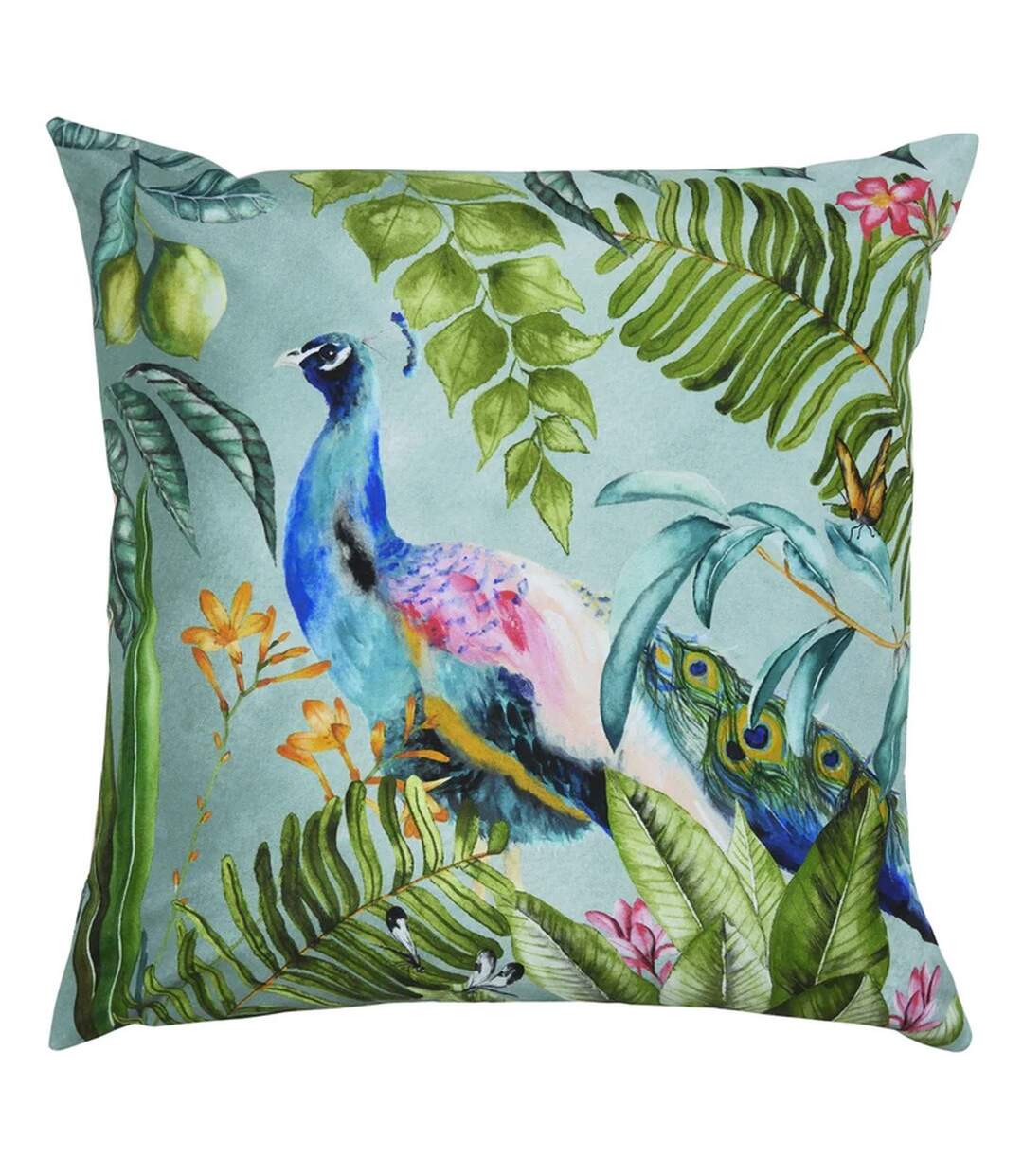 Peacock outdoor cushion cover one size multicoloured Evans Lichfield