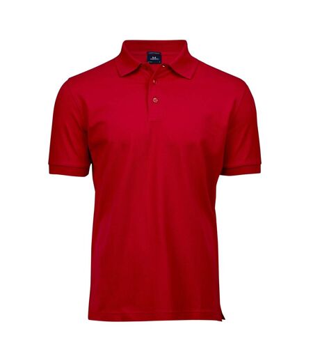 Tee Jays Mens Luxury Stretch Short Sleeve Polo Shirt Red TeeJays