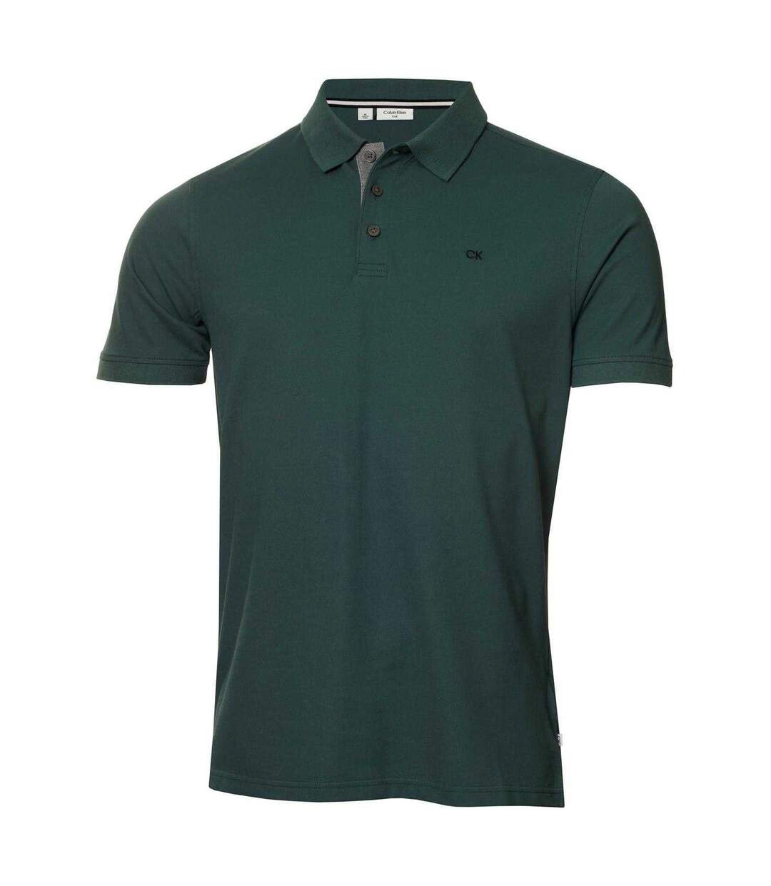 Mens Embroidered Collared Short-sleeved Polo Shirt Pine Green Calvin Klein-1