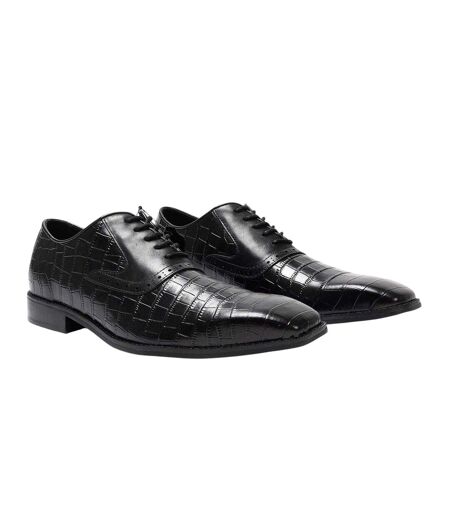 Mens Croc Full Grain Leather Oxford Shoes Black Giorgio