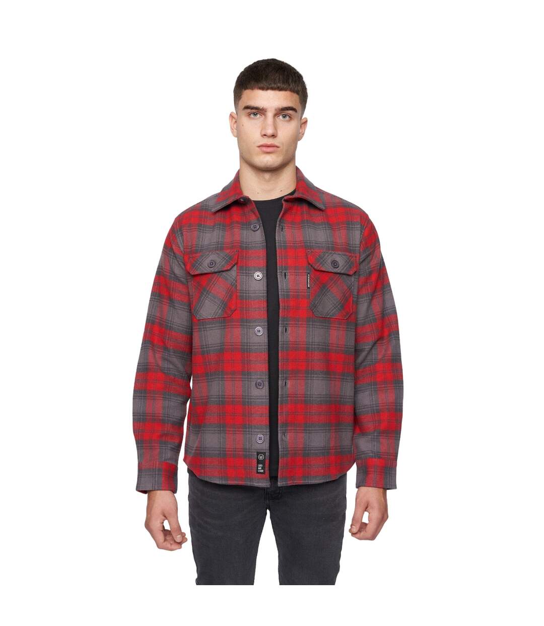 Mens willington checked overshirt red Duck and Cover-1