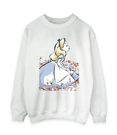 Disney - Sweat ALICE IN WONDERLAND SKETCH FLOWERS - Femme (Blanc) - UTBI5810