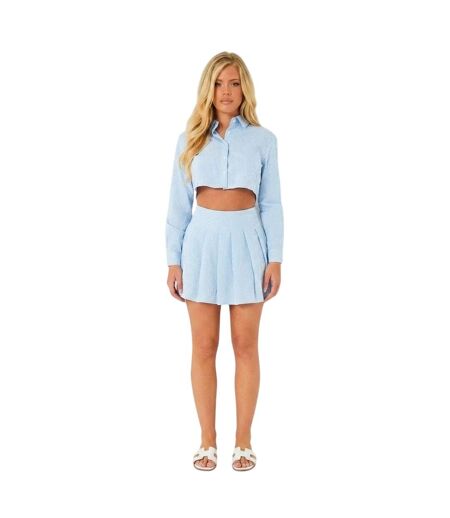 Chemise Manches Longues Motif/style À Rayures Femme Bleu Missy Empire