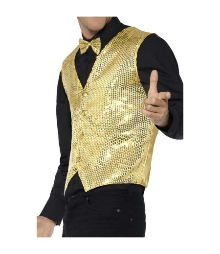 Unisex adult sequin costume vest gold Smiffys