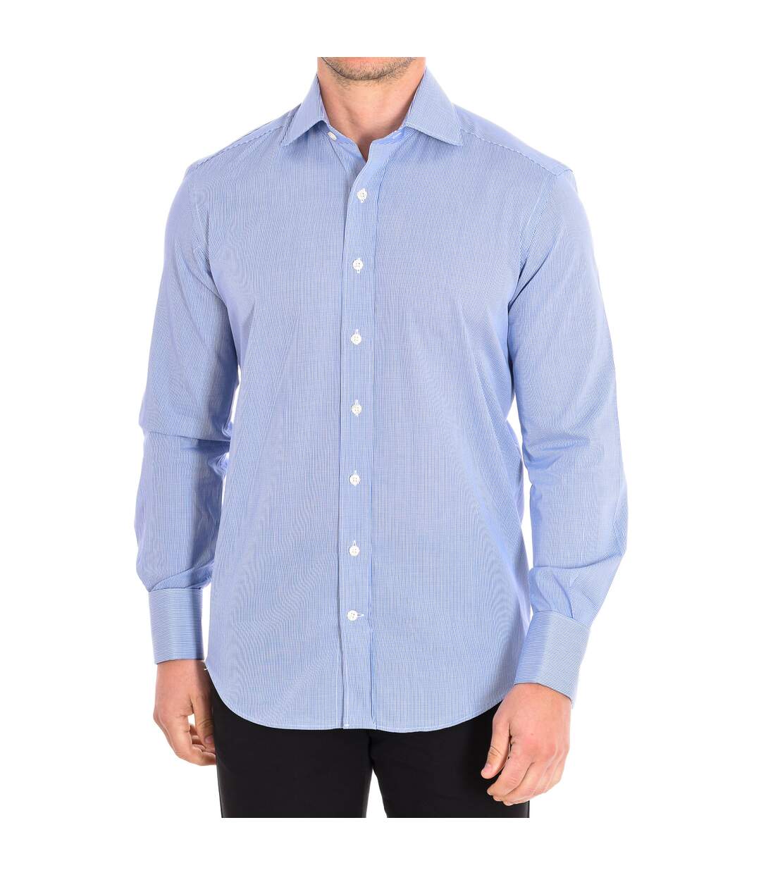 MICROVICHY4-G men's long-sleeved shirt with lapel collar-1