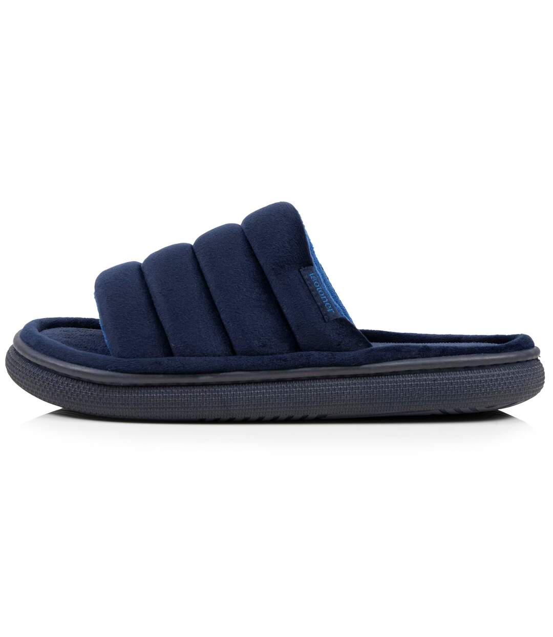 Isotoner Chaussons Mules ouvertes homme velours ultra doux, semelle bloup xtra confort, bout ouvert respirant-4