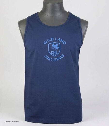Débardeur homme Challenger SORRY1 marine imprimé — Confort pur coton jersey