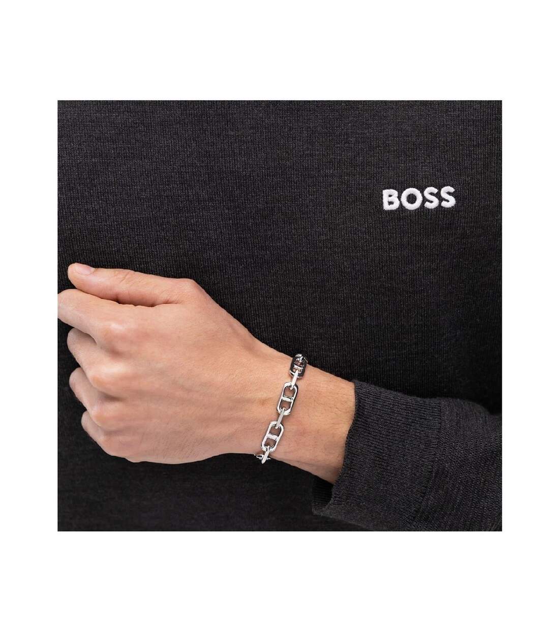 Mens Kode Chain Bracelet One Size Silver Boss-3