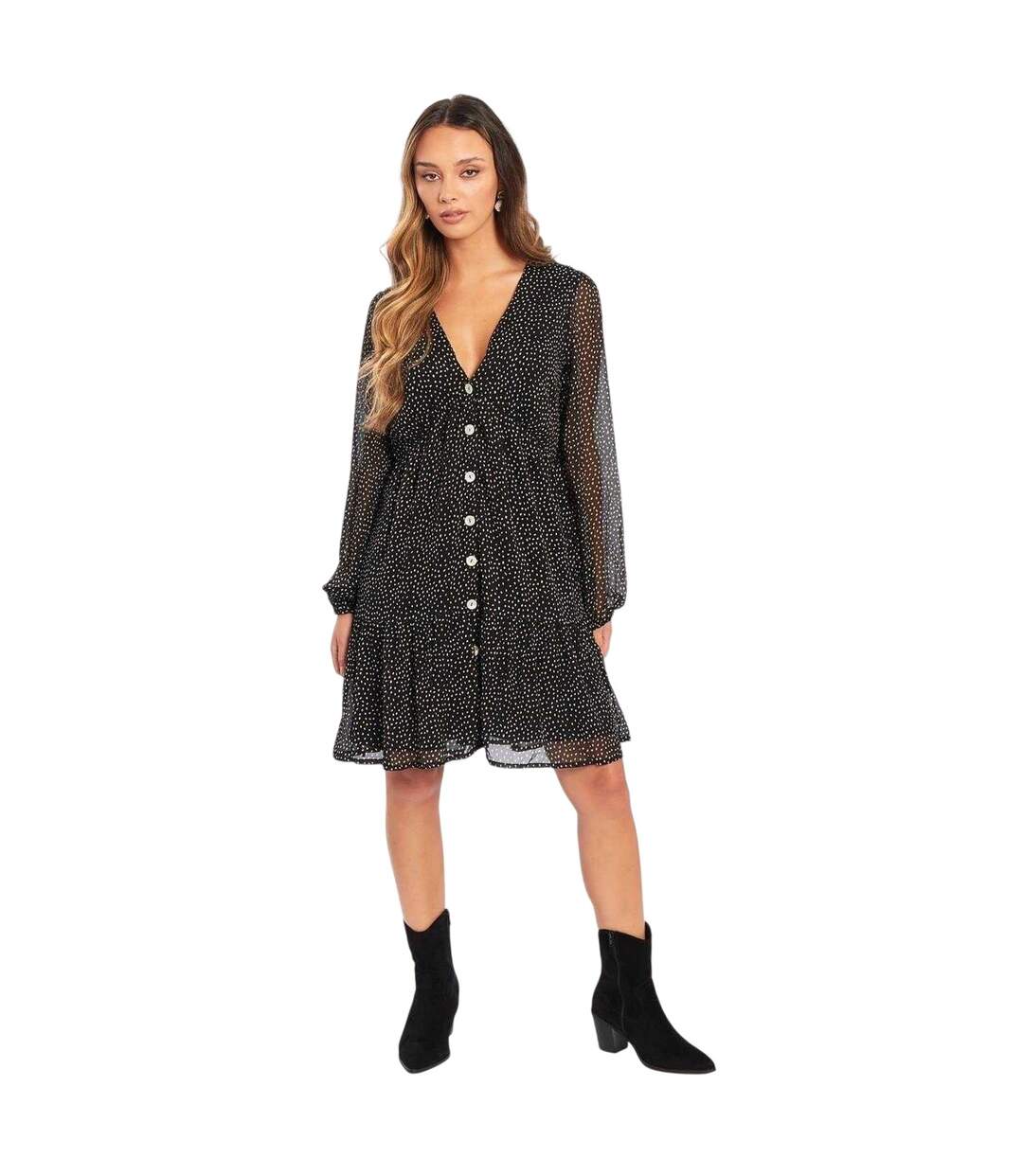 Robe À Smocks Motif/style Cachemire Femme Noir Be You-2