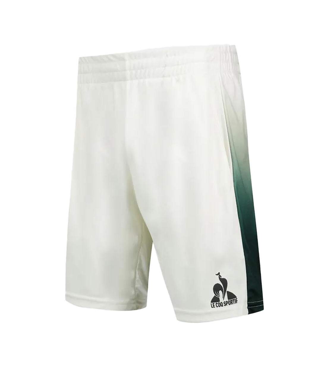 Short de sport ecru/vert homme le coq sportif tennis pro 24-1