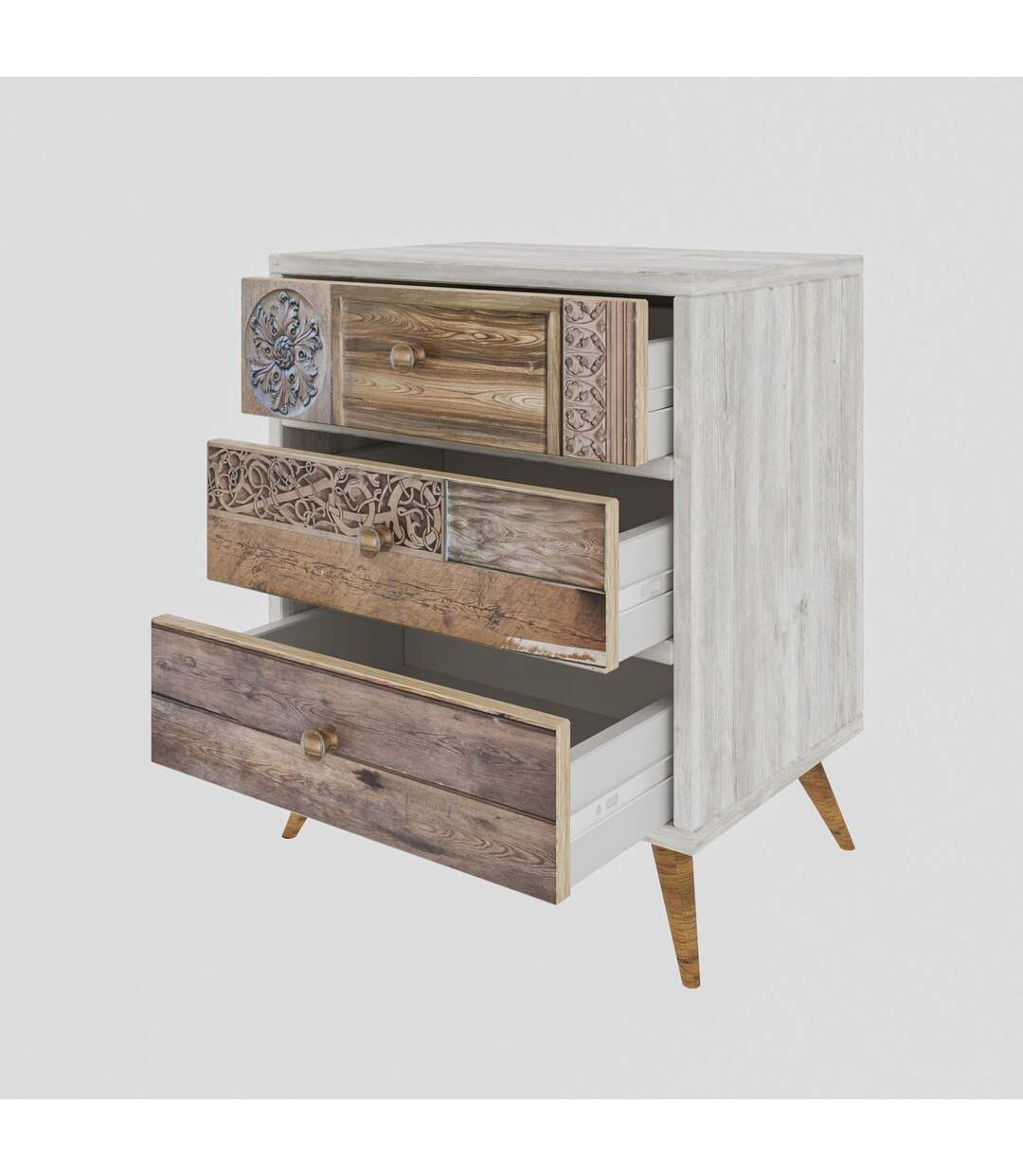 Commode Liza - Blanc et Marron-4