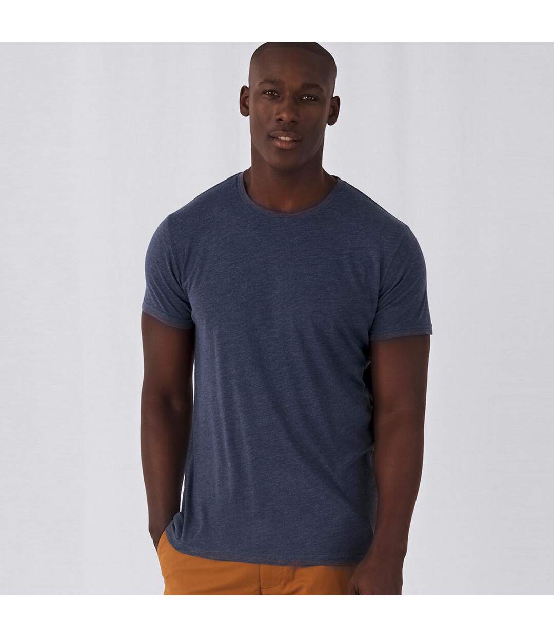 T-shirt Triblend À Manches Courtes Bleu Marine Chiné B&C Mens Favourite-1