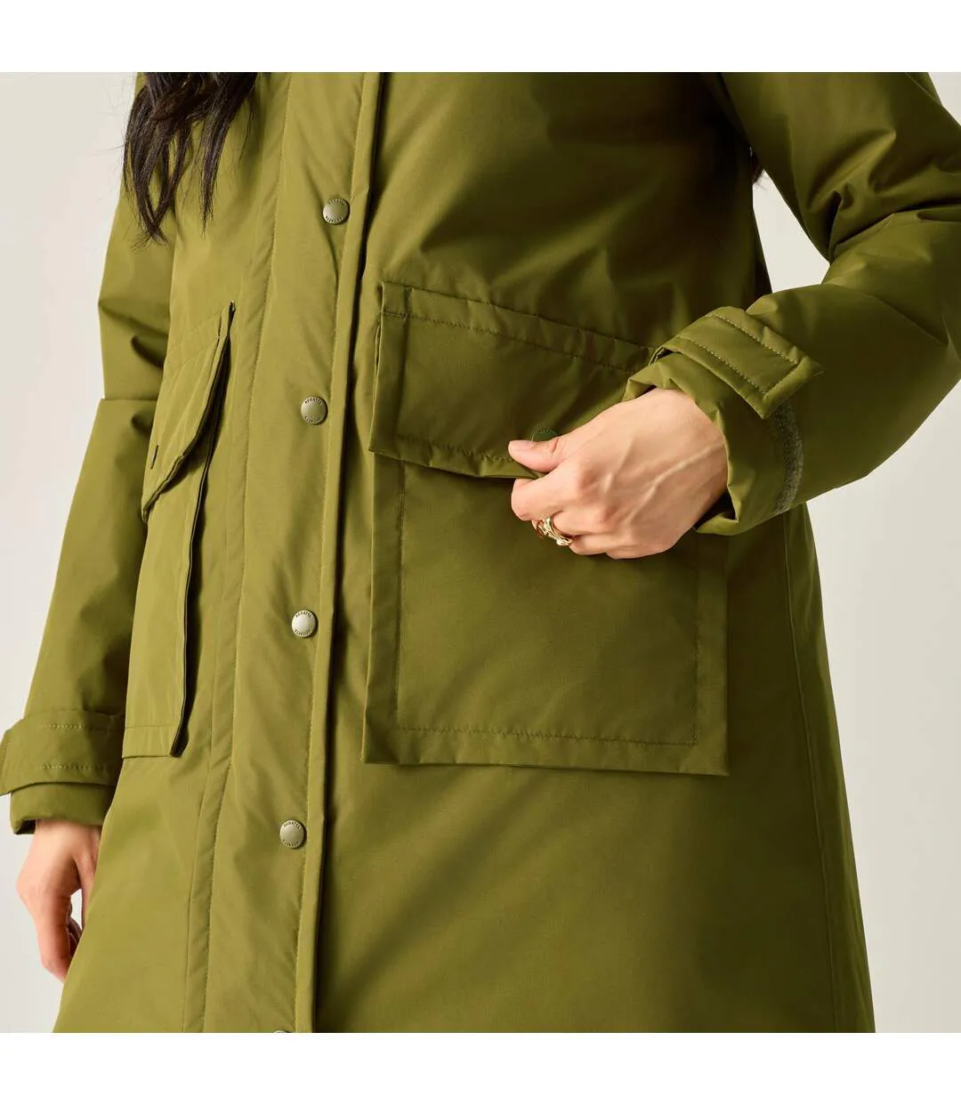 Veste Imperméable, Longue Et Isolante À Capuche Orla Kiely Femme Vert Kaki Kaki Regatta-4