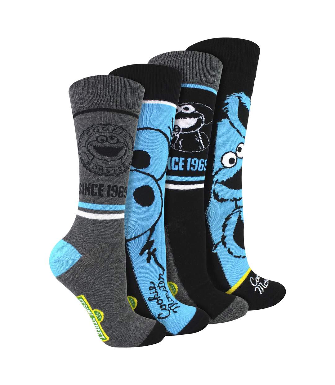 Cookie Monster - Lot de 4 paires chaussettes homme coton motif confort-4