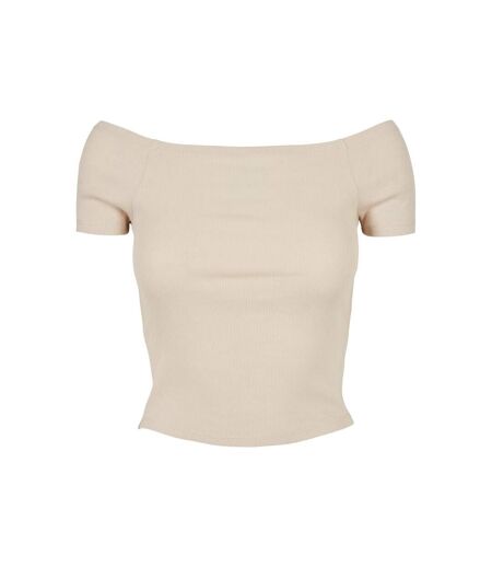 T-shirt Motif/style Côtelé Femme Blanc Cassé Urban Classics