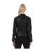 Womens/ladies Bandit Faux Leather Biker Jacket Black Only-2