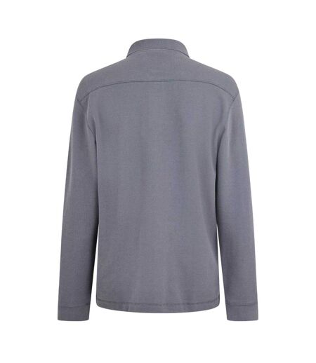 Mens Collared Long-sleeved Polo Shirt Grey Boss