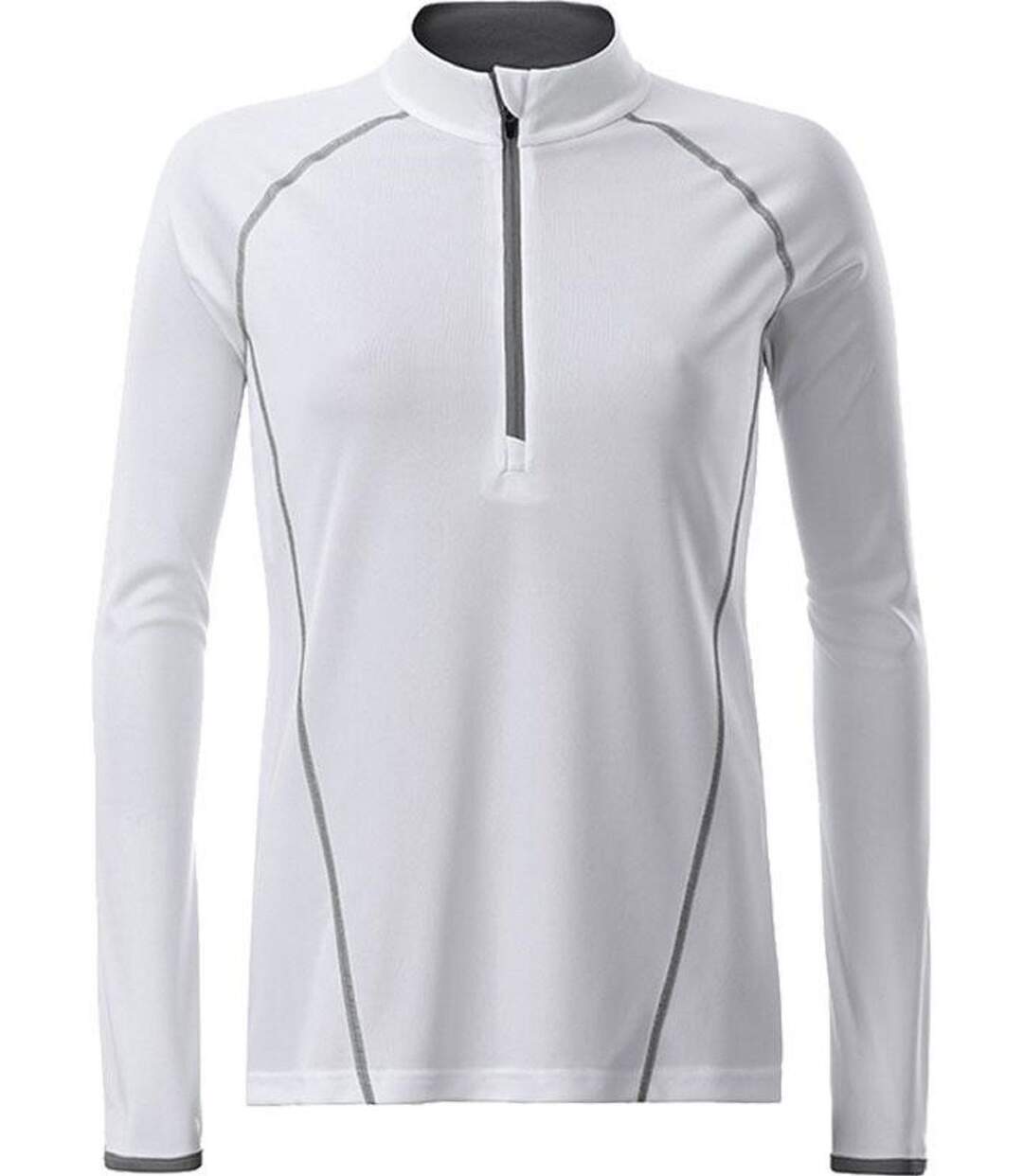 Maillot running respirant manches longues - Femme - JN497 - blanc et gris-2