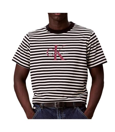 T-Shirt à rayure noir/écru homme calvin klein jeans 20s stripe