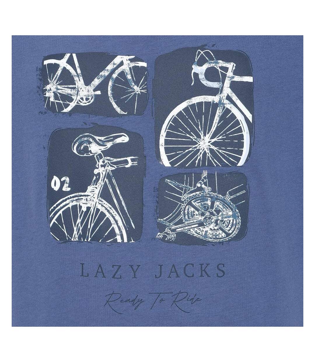 T-shirt Motif/style Vélo Homme Bleu Denim Lazy Jacks-2