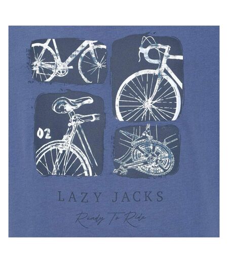 T-shirt Motif/style Vélo Homme Bleu Denim Lazy Jacks