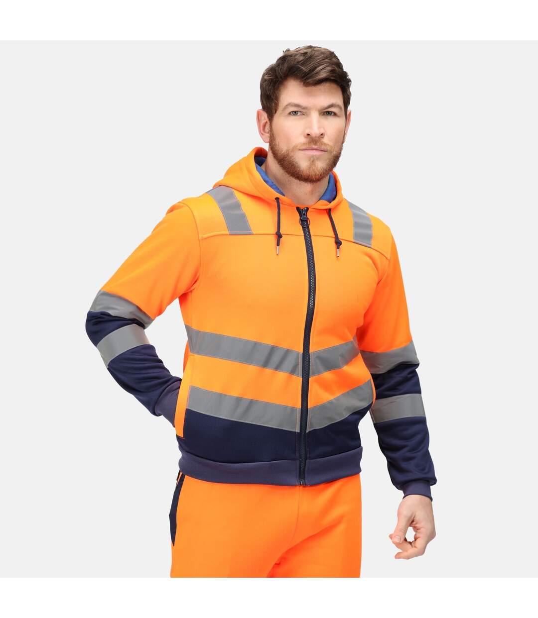 Mens pro hi-vis full zip jacket orange/navy Regatta-1